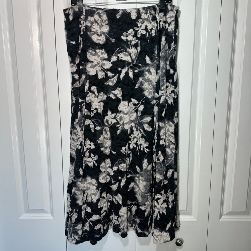 Jones NY Midi Skirt XL Black White Floral Lace Y2K Whimsigoth Fairy Emo Punk - Picture 4 of 6